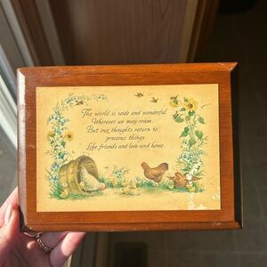Vintage Wooden Plaque with Farmhouse Scene